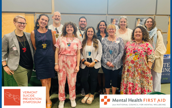 Mental Health First Aid instructors pose for a picture at the 2024 Vermont Suicide Prevention Symposium